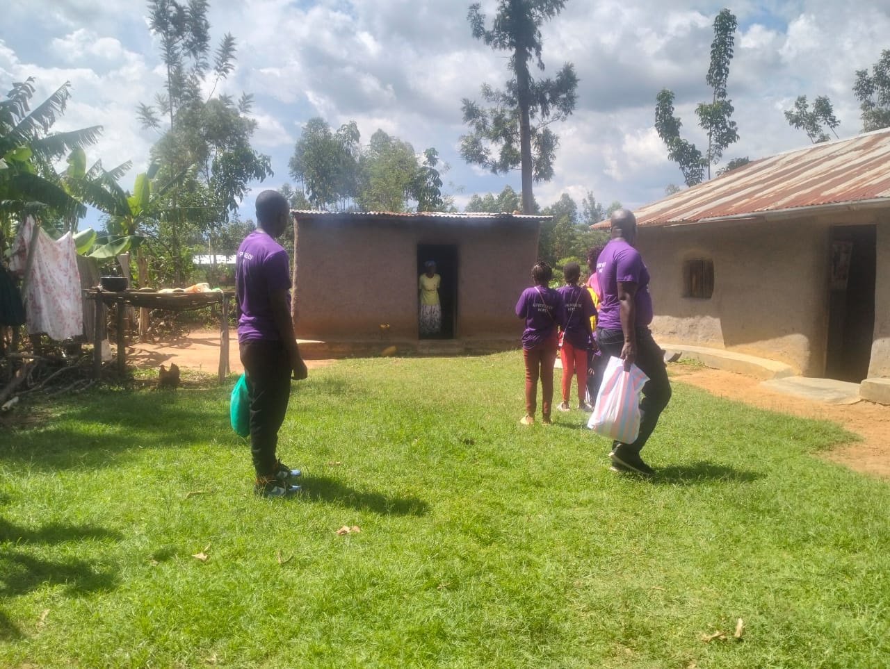 Volunteers offering clothing donations